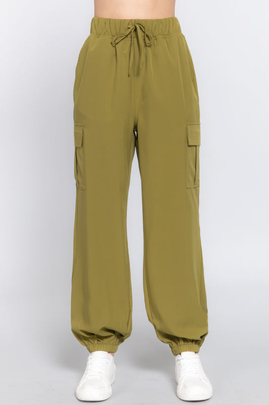 Light Weight Stretch Woven Cargo Jogger Pants