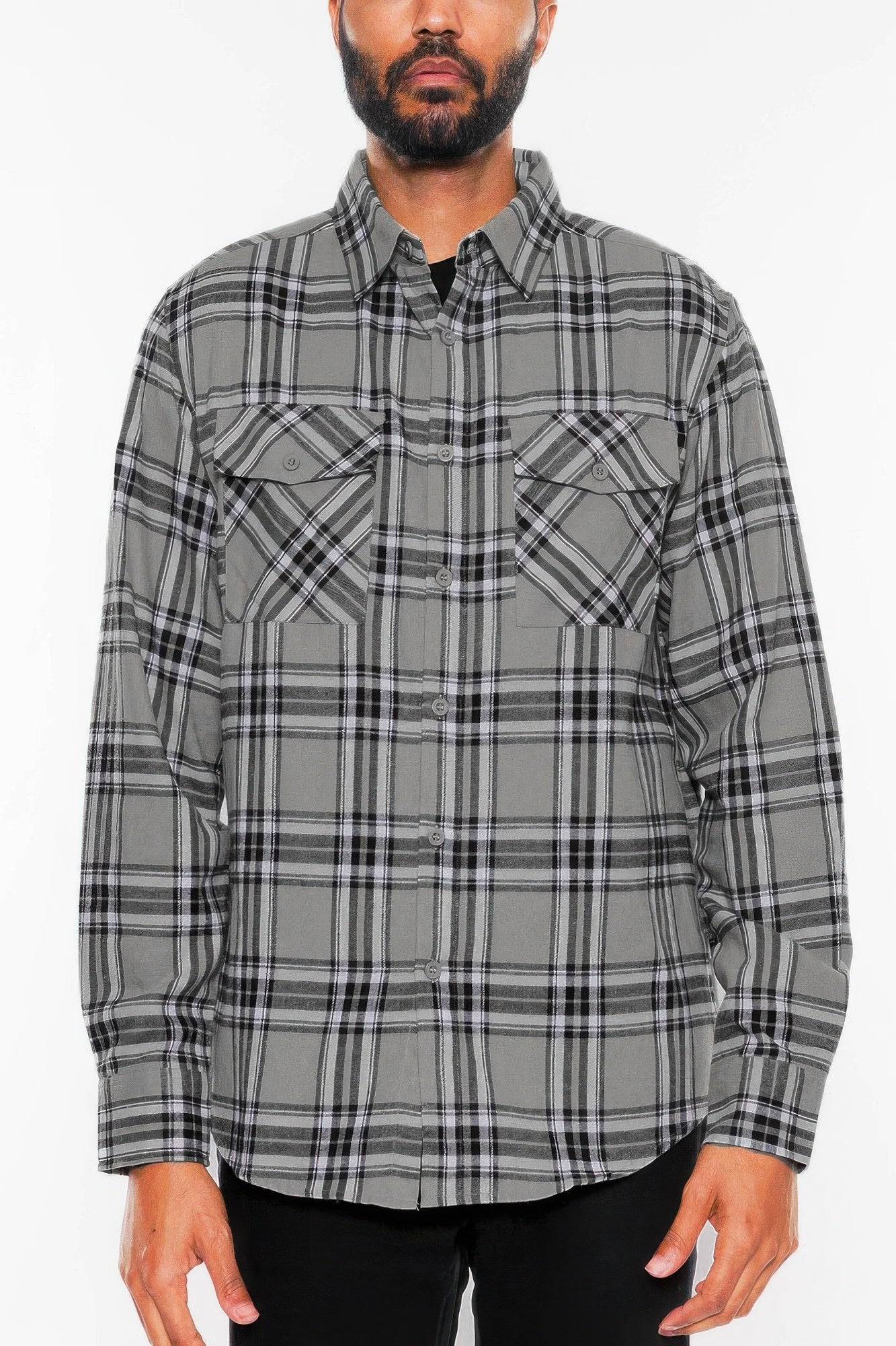 Long Sleeve Flannel Full Plaid Checkered Shirt