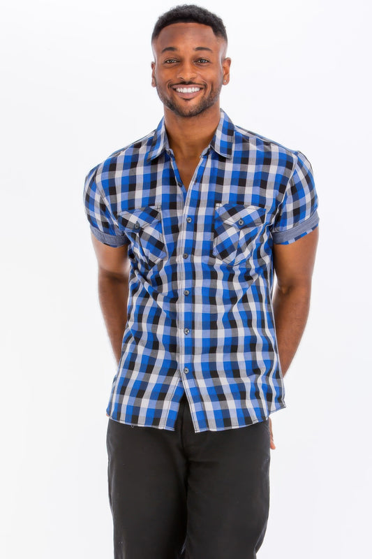 Mens Checkered Button Down Shirt